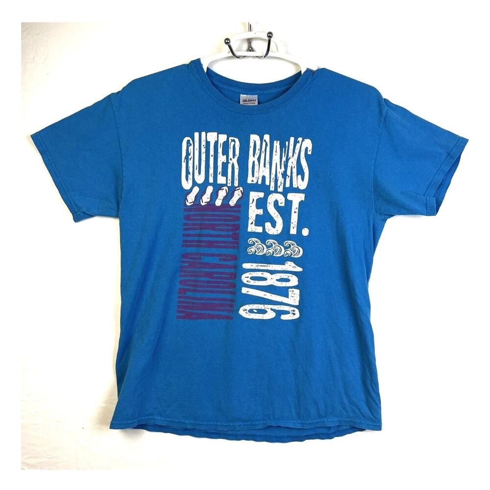 OBX Outer Banks T Shirt Large Beach TV North Carolina Blue Surfer Swimmer